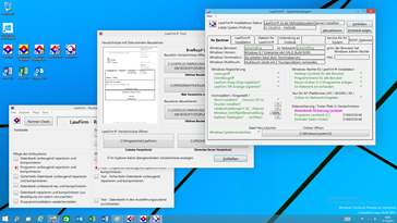 Windows 10 Anwaltssoftware Labortests - LawFirm Professional - Win10 Technik-Test mit den Service-Programmen "LawFirm RechnerService", "LawFirm Tool" und "LawFirm Check" (Test Systemprfungs-Funktionen, Betriebssystem-Parameter, Windows 10 Einstellungen)