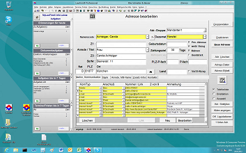 Windows 8 Kanzleisoftware Labortests - LawFirm Professional - Fenster "Adresse bearbeiten" (mit LawFirm Zoom intelligent skaliert, nun ca. 1400 x 900: fr Kommunikationsverbindungen, XING / Facebook / Skype, grere Schrift fr die Adressdaten)
